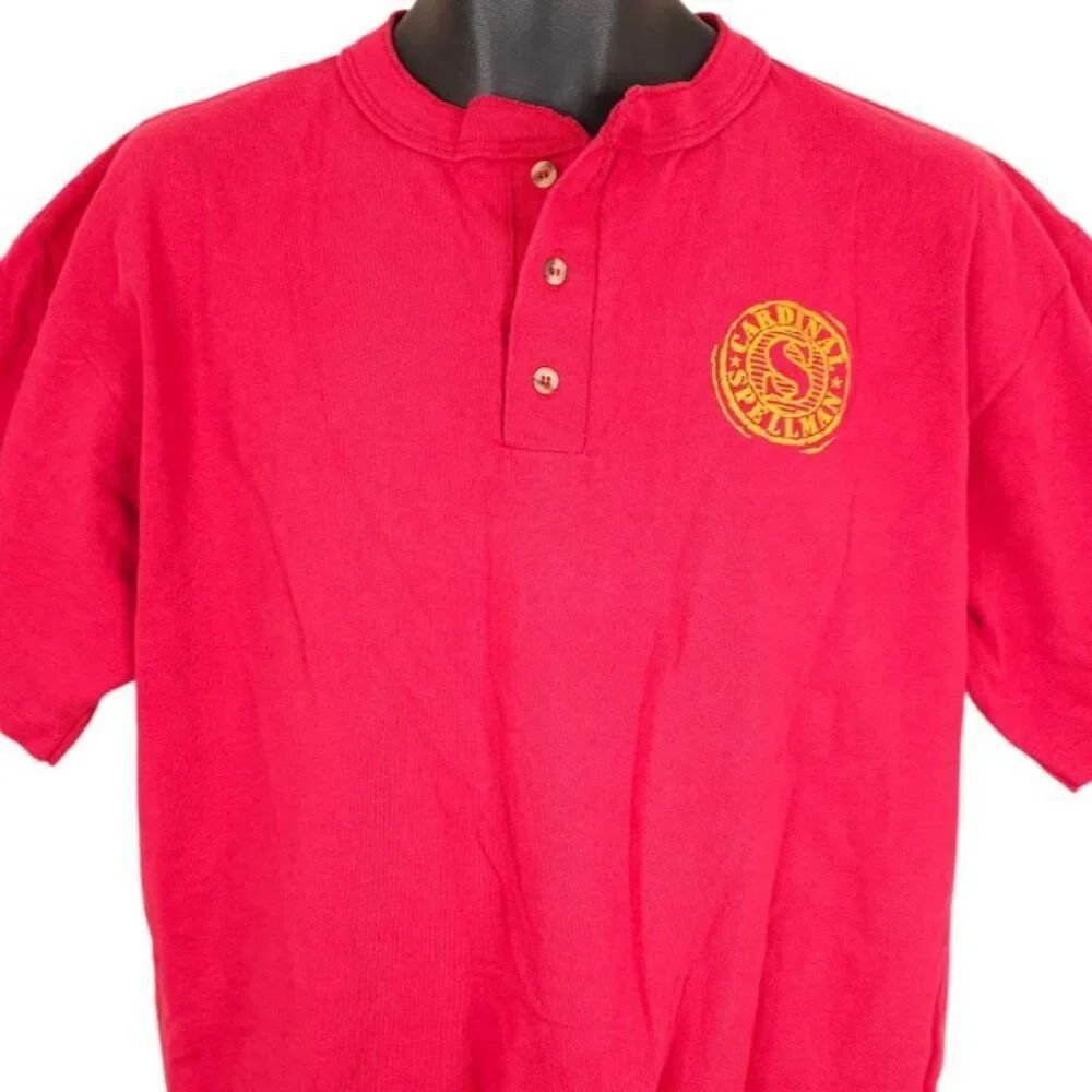 Vintage Cardinal Spellman Henley T Shirt Mens Size Large Red 90s High School USA